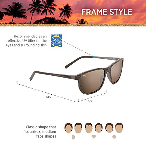 Maui Jim Men's and Women's Lele Kawa Polarized Classic Sunglasses, Brown Stripe/HCL® Bronze, Medium