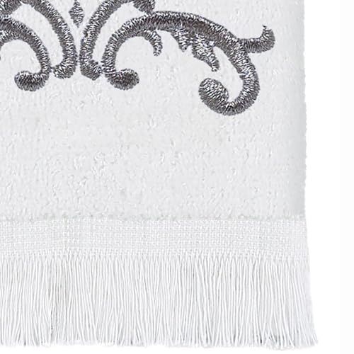 Avanti Linens - Fingertip Towel, Soft & Absorbent Cotton Towel (Monogram Collection, Initial E), White