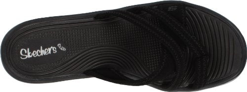 Skechers Cali Women's Rumblers-Beautiful People Wedge Sandal,Black,5 M US