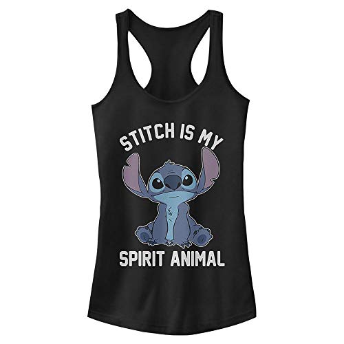 Disney Junior's Lilo & Stitch Stitch Spirital Animal Slim Fit, Scoop Hem Racerback Tank, Black, X-Small