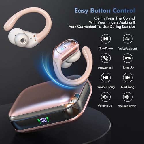 sajawass Wireless Earbuds Sport, 75H Playtime Bluetooth 5.3 Headphones, IP7 Waterproof Bluetooth Headphones for Running, Wireless in Ear Earphones for iOS/Android, Black