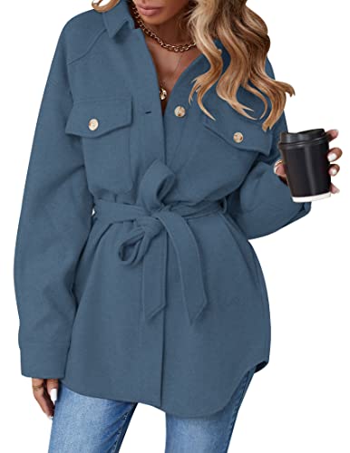ZESICA Women's Casual Trench Coat Long Sleeve Lapel Button Down Belted Jacket Outerwear Peacoat with Pockets,Apricot,Small