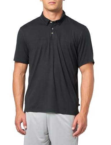 Unionbay Men's Short Sleeve Tech Sanded Jersey Polo, Black