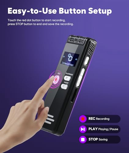 128GB Digital Voice Activated Recorder - 3072Kpbs HD Dual MIC Tape Audio Recording Device with Playback Noise Reduction for Interviews/Meeting, Store 2048 Hours of Documents Voice Activated Recorder