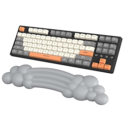 Cloud Wrist Rest Keyboard, Gray Cloud Palm Rest with PU Leather Memory Foam Cute Keyboard Rest for Wrist Support and Arm Rest, Desk Cloud Wrist Pad for PC Gaming/Hand Cushion/Computer/Office