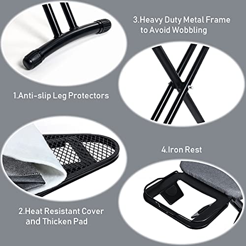 Duwee 12"x36" Ironing Board with Heat Resistant Cover and Thicken Felt Pad, Heavy Sturdy Legs