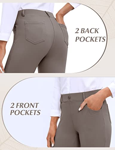 Ewedoos Dress Pants Women Bootcut Dress Pants with Pockets High Waist Flare Yoga Work Pants Business Casual Coffee