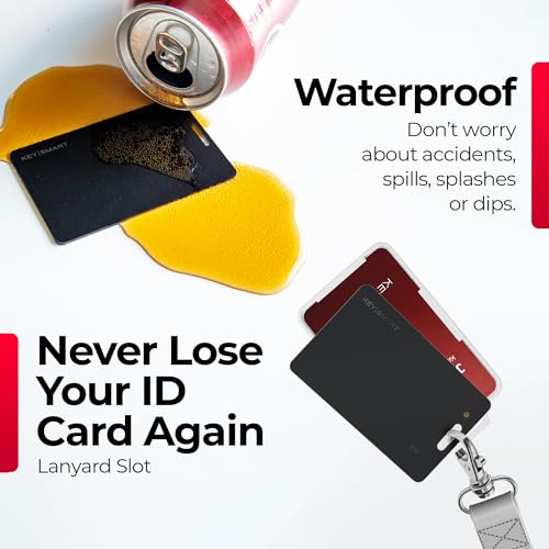 KeySmart SmartCard Wallet Tracker Card, Compatible with Apple Find My App, Rechargeable Thin GPS Item Finder for Luggage Tag, Purse, Passport, Slim Smart Bluetooth Tracking with Key Chain Hole