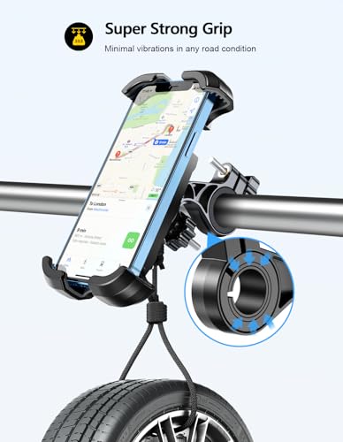 Viccux Motorcycle Phone Mount, Upgrade [Never Fall Off] [0 Shake] Bike Phone Mount, [3s Put & Take] 360° Rotatable Phone Holder for Motorcycle Bike Bicycle Scooter Compatible with Cellphones 4.7-6.8”