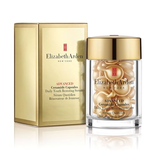 Elizabeth Arden Daily Ceramide Serum Capsules, Advanced Anti-Aging Serum Capsules for Minimizing Wrinkles, Fragrance-Free, Enhances Skin Hydration and Radiance, 30 Count, 0.47 fl oz