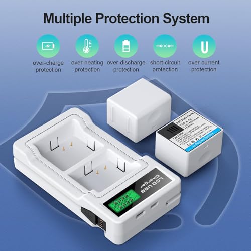 E EGOWAY 2-Packs Batteries Compatible with Arlo Pro 5S 2K, Arlo Pro 4, Pro 3, Arlo Ultra 2, Ultra Cameras VMA5400 VMC4040P VMC4060P A-4a, 3.85V 4800mAh, with LCD Dual Charger