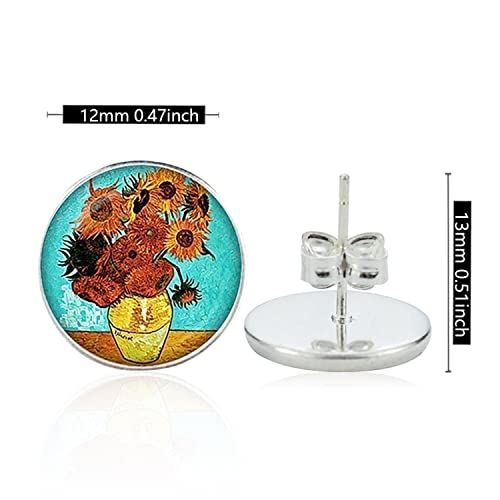 KVANU Vintage Abstract Van Gogh Painting Starry Sky Sunflower Drop Dangle Earrings for Women Painter Art Teacher Abstract Art Earrings Charm Creative Jewelry Gifts (Style-6)