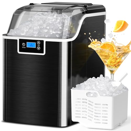 ZAFRO Nugget Ice Makers Countertop,45lbs/Day Pebble Ice Maker Machine with Self-Cleaning,24hrs Timer,LED Panel Sonic ice Maker with Ice Scoop,Ice Basket for Home/Bar/Party (Stainless Steels Silver)