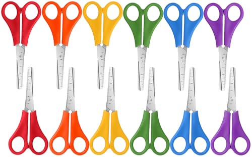 Kids Scissors Bulk Set of 12-Pack, Taotree 5" Kid Scissors for School Supplies, Kids Safety Scissors Art Craft Supplies, Small Scissors, Blunt Tip Scissor for Student Classroom Toddler Child Scissors