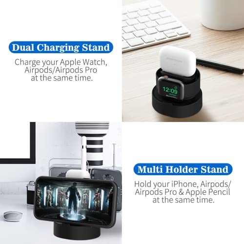 SOKUSIN Stand for Apple Watch Charger - iWatch AirPod 2 in 1 Charging Stand Holder Dock Compatible with Apple Watch Series 10 9 8 Ultra2 Ultra SE2 SE 7 6 5 4 3 2 and AirPods 1/2/3/Pro (Black)