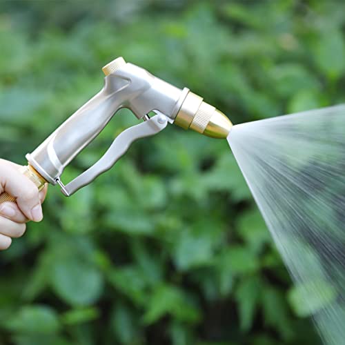 FANHAO Heavy Duty Fireman's Hose Nozzle, Metal Water Nozzle with 8 Spray Patterns，High Pressure Garden Hose Sprayer with Lever Control and Non-Slip Grip to Water Plants & Lawns, Wash Cars & Clean