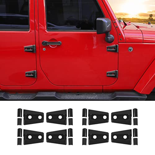 Hoolcar Door Hinge Trim Cover ABS Exterior Accessories for 2007-2017 Jeep Wrangler JK JKU Sport Rubicon Sahara X 2-Door & 4-Door, Black, 8PCs