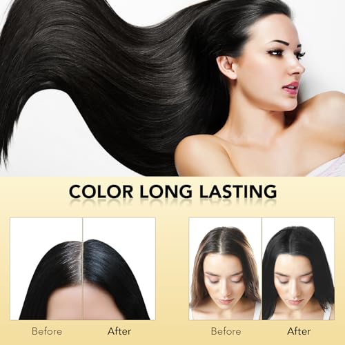 KAISASA Black Hair Dye Shampoo 3 in 1, Color Shampoo champu para canas for Gray Hair Coverage for Women/Men Instant Herbal Ingredients