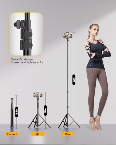 EMART 62’’ Tripod for iphone, Adjustable Cell Phone Travel Tripod Stand with Remote for Video Recording, Smartphone Selfie Stand for Camera Ring Light Filming