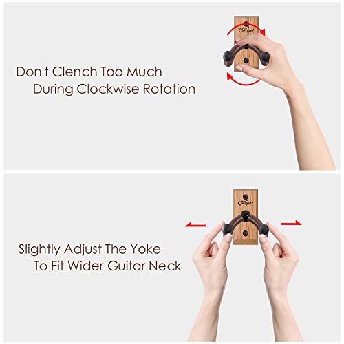 SNIGJAT Guitar Hanger 2 Pack, Hardwood Guitar Wall Mount with Rotatable Hook, Guitar Wall Hangers Holder Hook Stand for Acoustic, Electric, Bass, Banjo, Mandolin, Guitar Accessories for Guitar Player