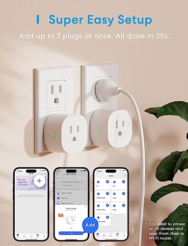 meross Smart Plug Mini Support Apple HomeKit, Siri, Alexa, App Control, Timer, 15A & Reliable Wi-Fi, No Hub Needed, 2.4G WiFi Only, 2 Pack