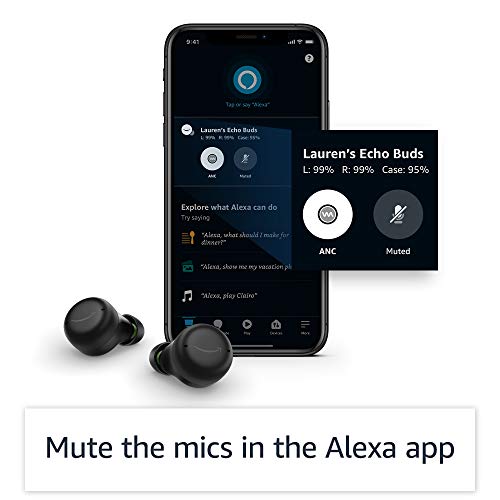 Amazon Echo Buds with Active Noise Cancellation (newest model), Wireless earbuds with active noise cancellation and Alexa, Wireless charging case, Glacier White