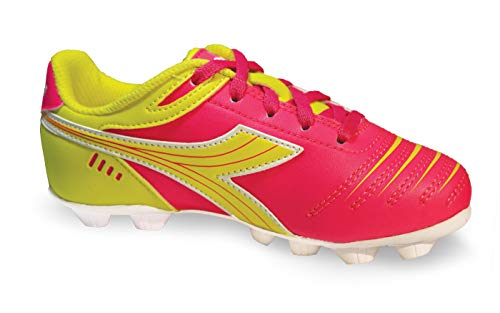 Diadora Kid's Cattura MD JR Soccer Cleats (3 Little Kid, Neon Pink/Neon Yellow/White)