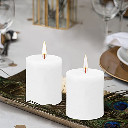 BOLSIUS 4 Pack Fresh Olive Rustic Pillar Candles - 2.75 X 5 Inches - Premium European Quality - Includes Natural Plant-Based Wax - Unscented Dripless Smokeless 60 Hour Party and Wedding Candles