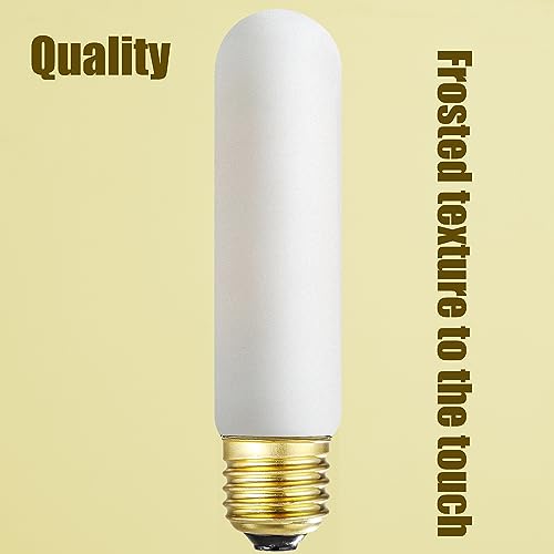 LEOOLS T10 LED Light Bulb 6inch E26 Base Matt Opal Porcelain Warm White 2700K Dimmable Edison 8W Led Tubular Bulb,600LM,60 Watt Equivalent,Outside Frosted Glass,for Cabinet Display Cabinet etc,6 Pcs.