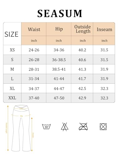 SEASUM Pocket Flare Leggings for Women V Waist Cargo Leggings High Waisted Yoga Casual Pants Bootcut Workout Pants Black S