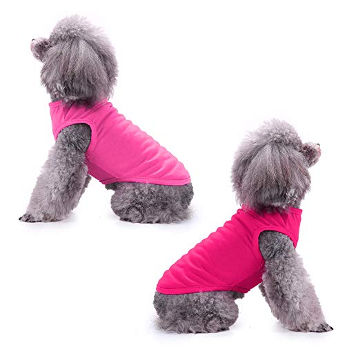 Chol&Vivi Dog Shirt Clothes, 4pcs Blank Dog Shirt Cotton Clothes Sleeveless Fit for Small to Extra Large Size, Pet Tank Top for All Breeds, Soft and Breathable, Black/Grey/Pink/Rose Red, X-Small