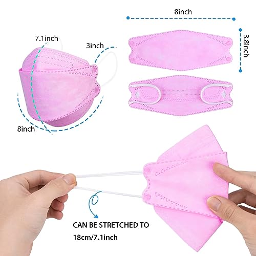 KN95 Face Masks for Adults 50 Pack, Individually Wrapped, 5-Ply Purple Disposable Face Mask Against PM 2.5 Smoke & Dust, Filtration Efficiency 95%
