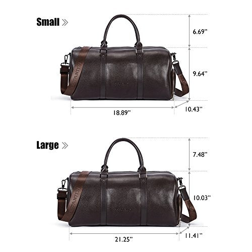 BOSTANTEN Genuine Leather Travel Weekender Overnight Duffel Bag Gym Sports Luggage Tote Duffle Bags for Men