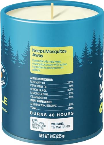 Cliganic Mosquito Repellent Candle (9oz) | Citronella, DEET Free, Essential Oil Infused for Outdoor, Camping | Burns 40 Hours