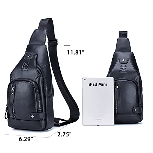 LUKZIJAES Genuine Leather Sling Bag Crossbody Backpack for Men Work Shoulder Chest Pack Outdoor Travel Hiking Casual Everyday Daypack (#7-Coffee)