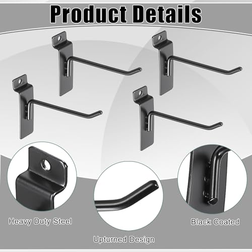 OGANAZI 35 Pack Slatwall Hook 4 Inch Slatwall Accessories Slat Wall Hanging Hooks Metal Slat Wall Shelf Brackets and Hanger Slatwall Panel Hook for Garage Shop Retail Display Efficient Storage Silver