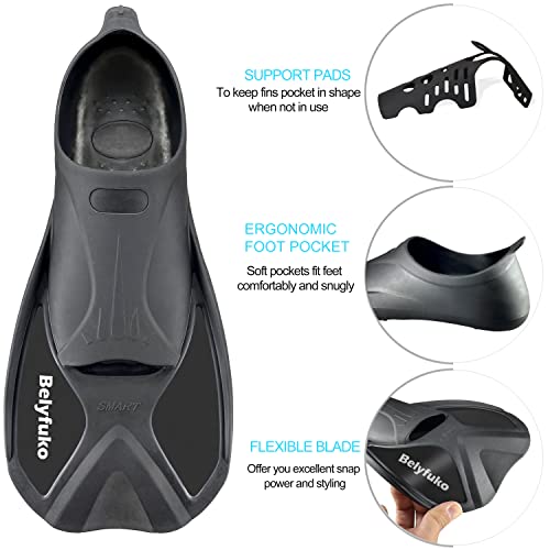 Belyfuko Swim Training Fins Comfortable Silicone Lap Swimming Floating Flippers Short Blade Build Leg Strength