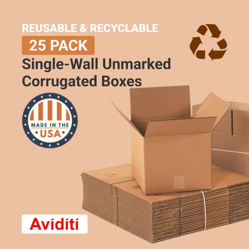 AVIDITI Shipping Boxes Small 4"L x 4"W x 4"H, 25-Pack | Corrugated Cardboard Box for Packing, Moving and Storage