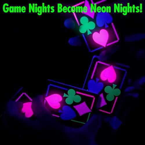 Funwares UV Glow in The Dark, Black Light, Playing Cards by Island Dogs - Durable, Easy-to-Clean, Fluorescent Neon Deck for Parties, Game Nights, Collectors, and Magic Tricks!