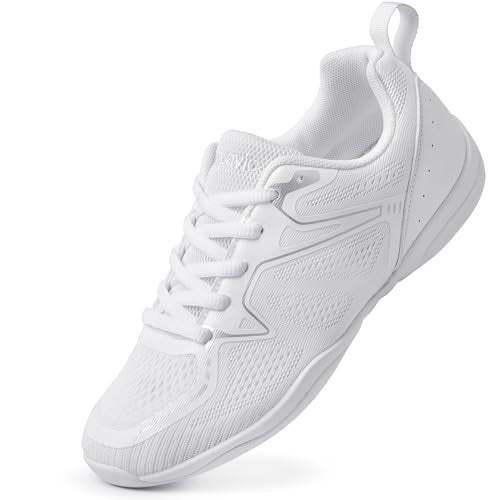 Smapavic Cheer Shoes for Youth Girls White Cheerleading Athletic Dance Shoes Tennis Sneakers for Competition Sport Training 4 Big Kid