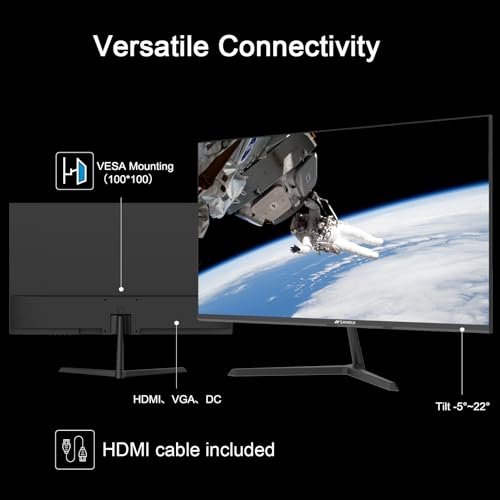 SANSUI 27 Inch Monitor, IPS 100Hz Computer Monitor Full HD 1920 x 1080P with HDMI VGA Interface Eye Care Frameless 100 x 100mm VESA (ES-27X3AL, HDMI Cable Included)