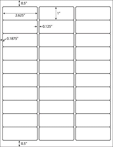 30 UP Labels 1" X 2-5/8" FBA Labels White Shipping Address Labels for Laser and Ink Jet Printer, 30 per Page Labels (100 Sheet, 3000 Labels)