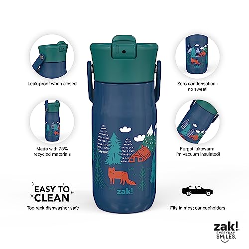 Zak Designs Harmony Star Wars The Mandalorian Kid Water Bottle for Travel or At Home, 14oz Recycled Stainless Steel is Leak-Proof When Closed and Vacuum Insulated (Baby Yoda, Grogu)