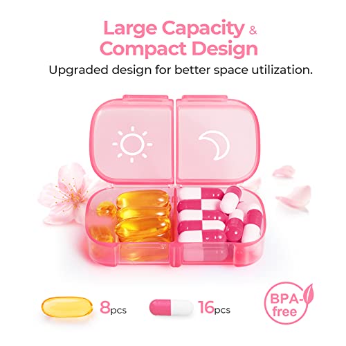 AUVON XL Weekly Pill Organizer 2 Times a Day with One-Side Large Opening Design for Easy Filling, AM PM Pill Box 7 Day, Portable Travel Pill Case for Medication, Vitamins, Fish Oils, Supplements