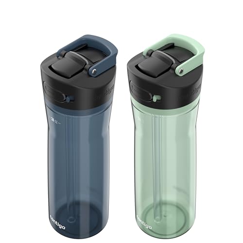 Contigo AUTOSPOUT Water Bottle, 24 oz, Leakproof Design, Juniper/Sake/Glacier, 3-Pack