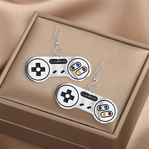 KVANU Unique 80s 90s Punk Stainless Steel Video Game Control Consoles Dangle Drop Earring for Women Men Her Game Enthusiast Game Lover Jewelry Gift (Style-2)