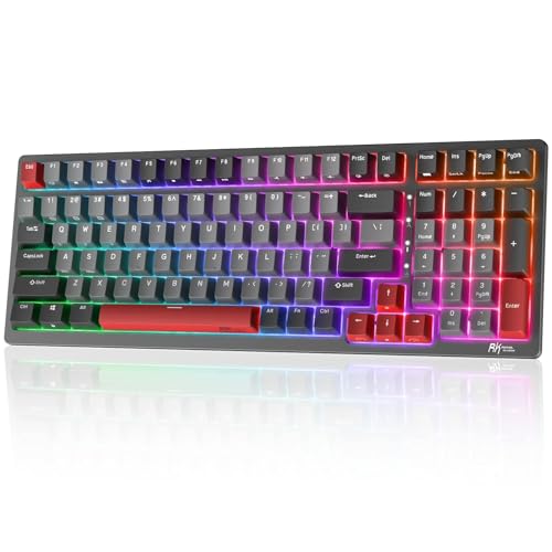 RK ROYAL KLUDGE RK98 Wireless Mechanical Keyboard,100 Keys Triple Mode 2.4G/BT5.1/USB-C, Hot Swappable Gaming Keyboard with Numpad RGB Backlit 3750mAh Battery NKRO, Linear Speed Silver Switch, Black