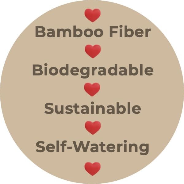 16 Inch Self-Watering Bamboo Planter (Black) - Rectangular - Bamboo Fiber - No Overwatering or Root Rot