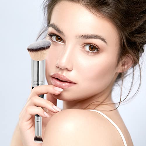 Makeup Brushes Daubigny Makeup BrushDual-ended Angled Foundation Brush Concealer Brush Perfect for Any Look Premium Luxe Hair Rounded Taperd Flawless Brush Ideal for Liquid, Cream, Powder,Blending,