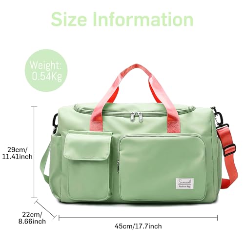 Suruid Travel Yoga Duffel Bag with Shoes Compartment Sports Gym Handbag with Dry Wet Separated Pocket for Training Men and Women, Overnight /Weekender Bag - Pink